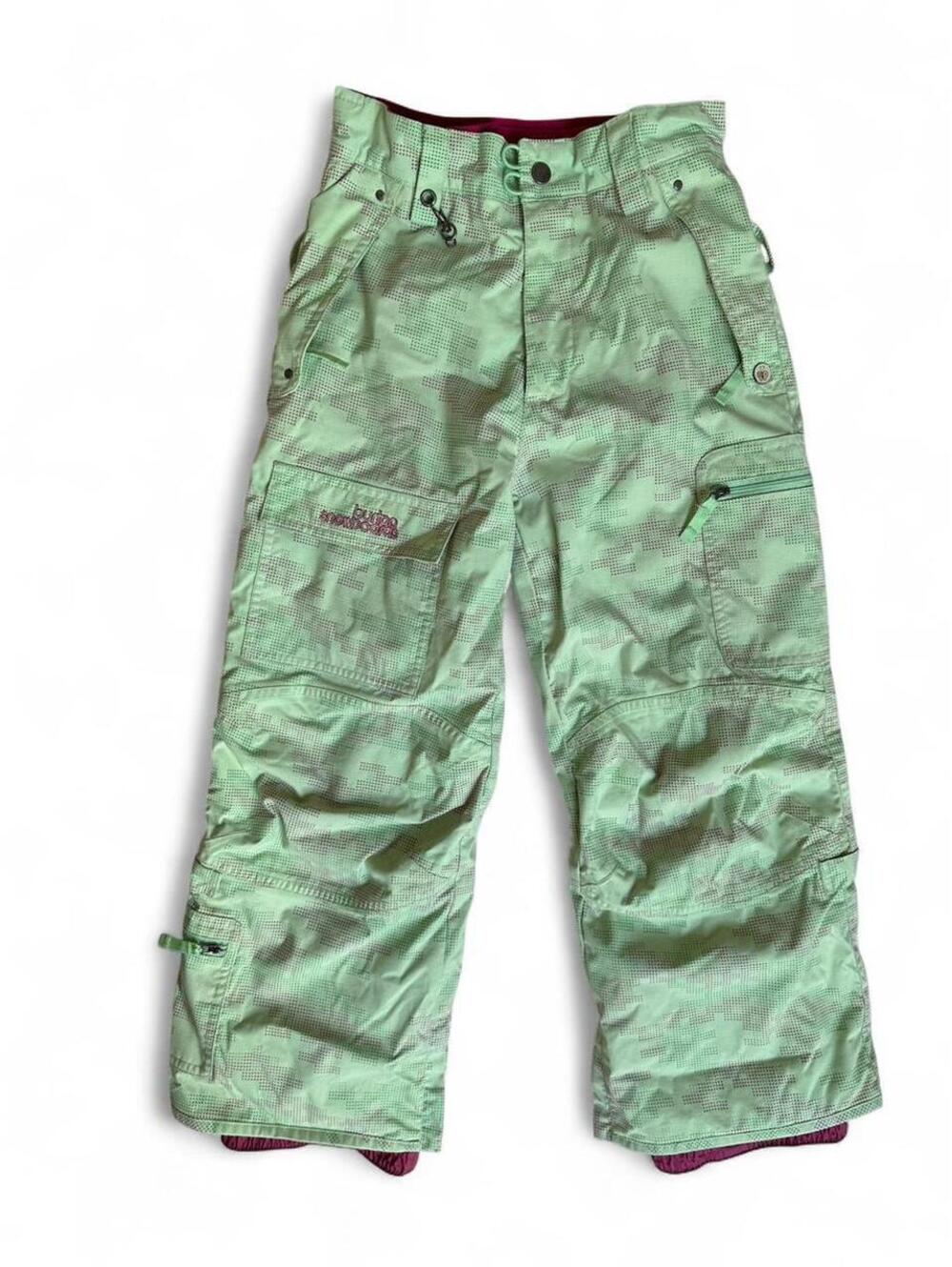 Vintage Y2K Burton Girls M Dryride Snowboard Pants Mint Green Cargo Insulated